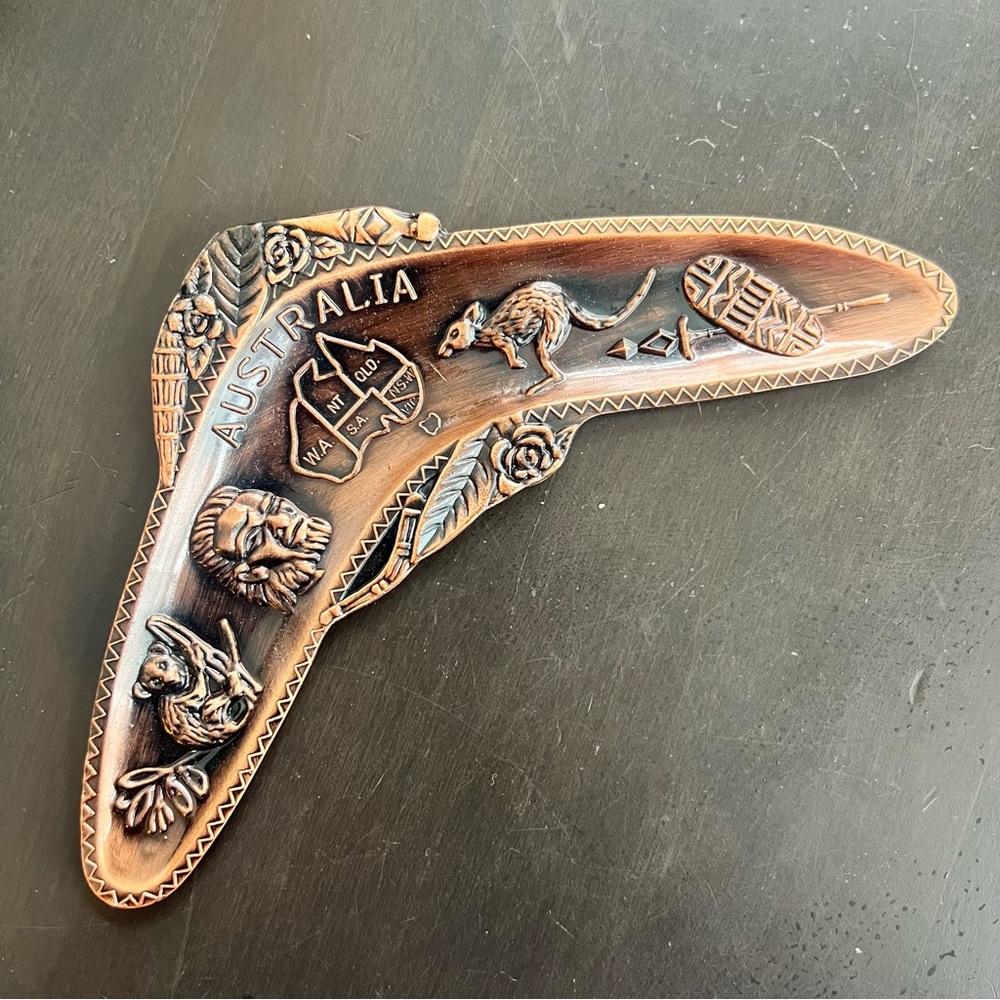 Australia Carved Collectible Copper Boomerang